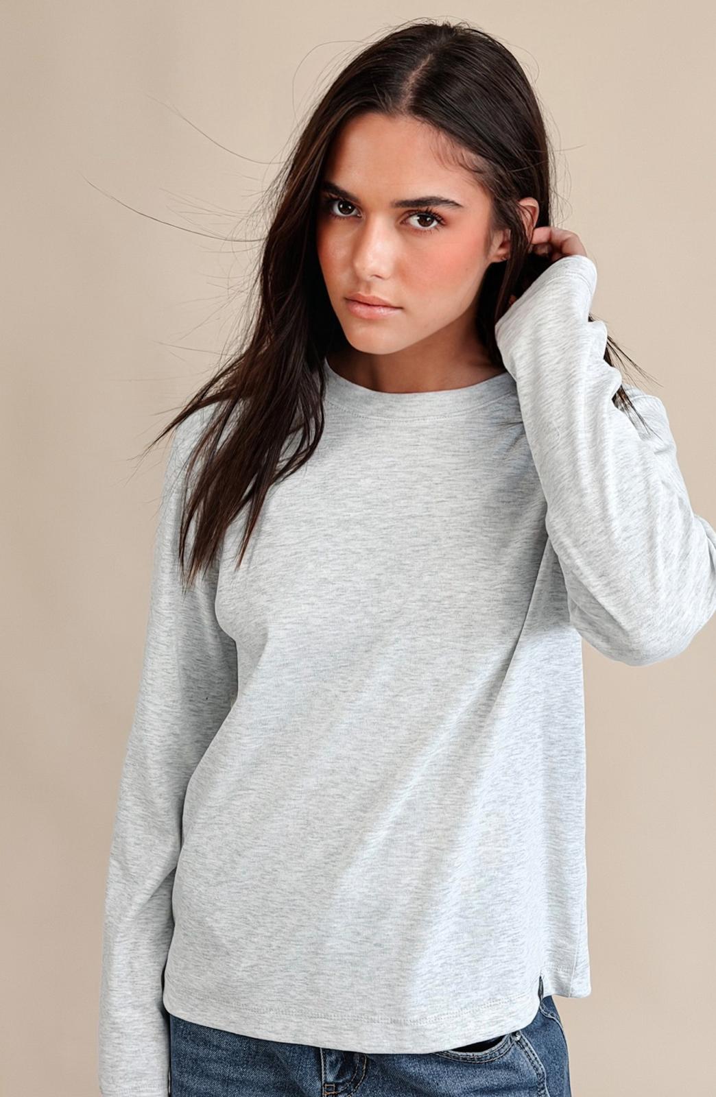 Le Bonbasique Manches Longues Gris Chiné