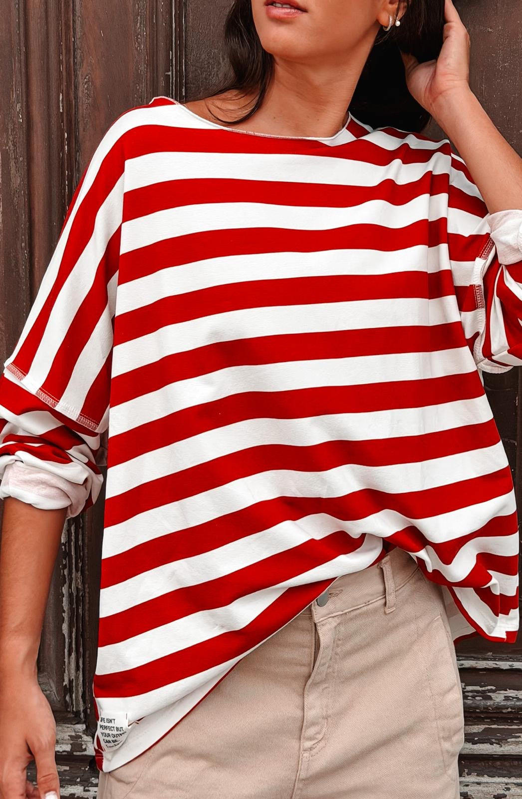 Sweat Fin Jack Rayé Rouge