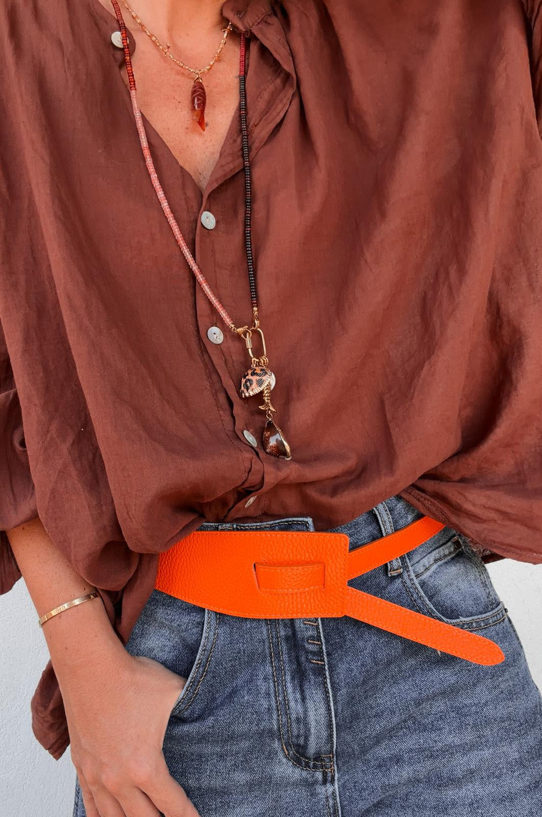 Ceinture Cuir Daytona Orange