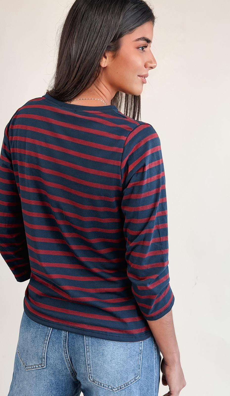 Top Rayé Oliver Marine Bordeaux