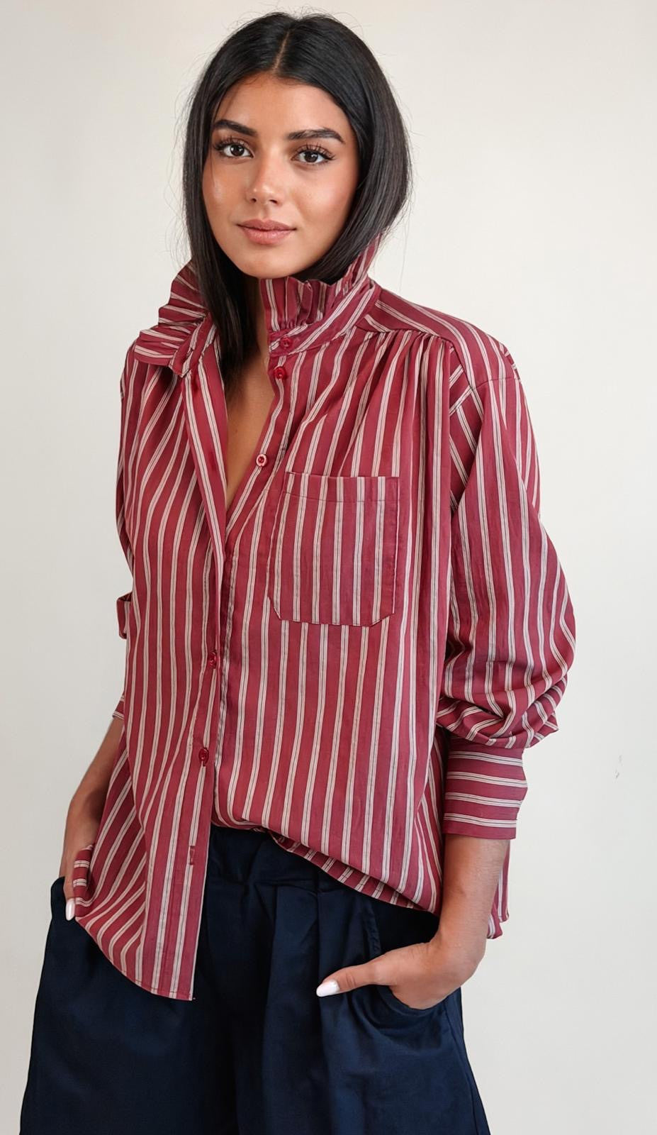 Chemise Bérénice Rayée Bordeaux