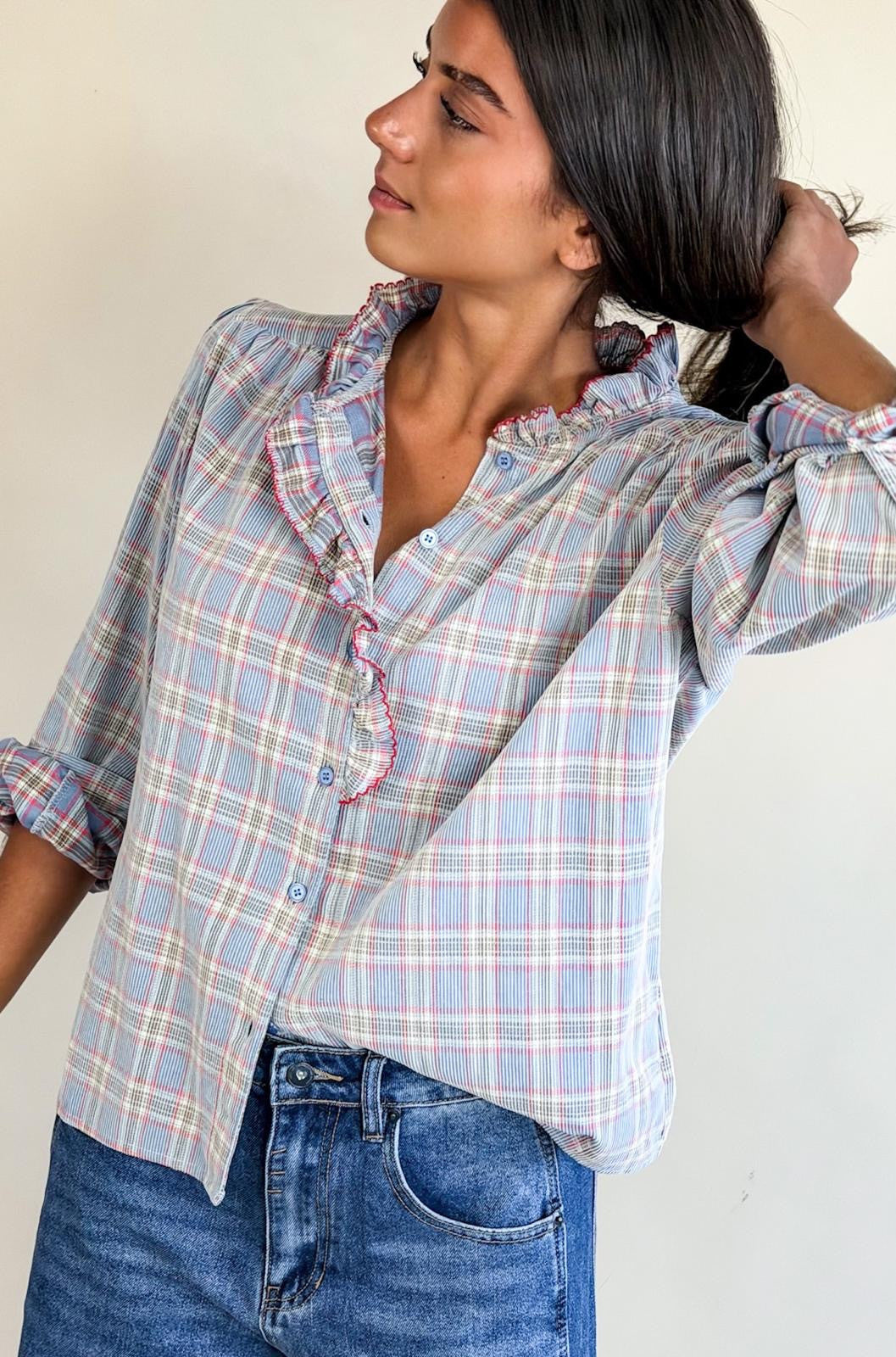 Chemise Velours Vicky Bleu