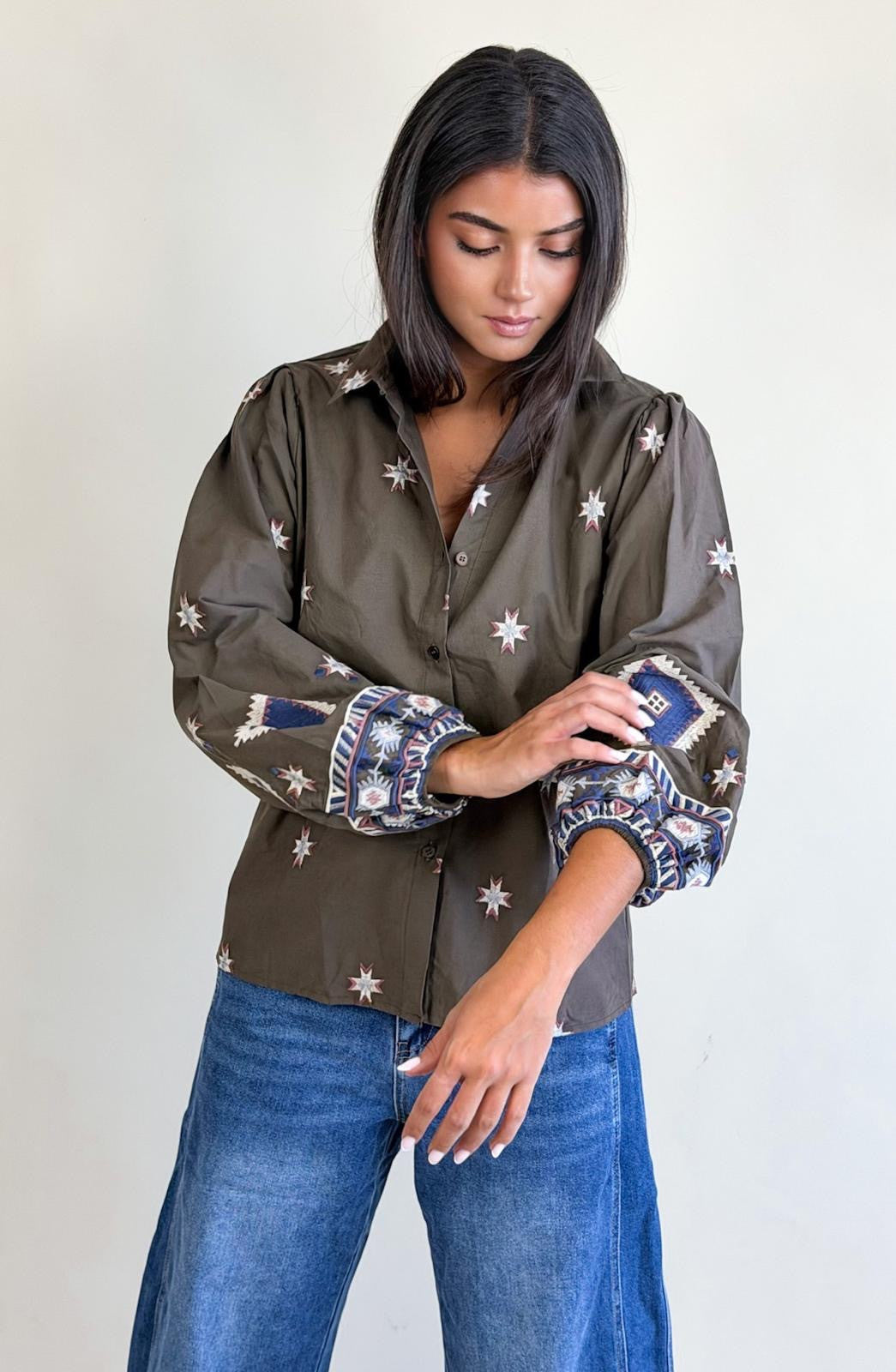 Chemise Folk Choco