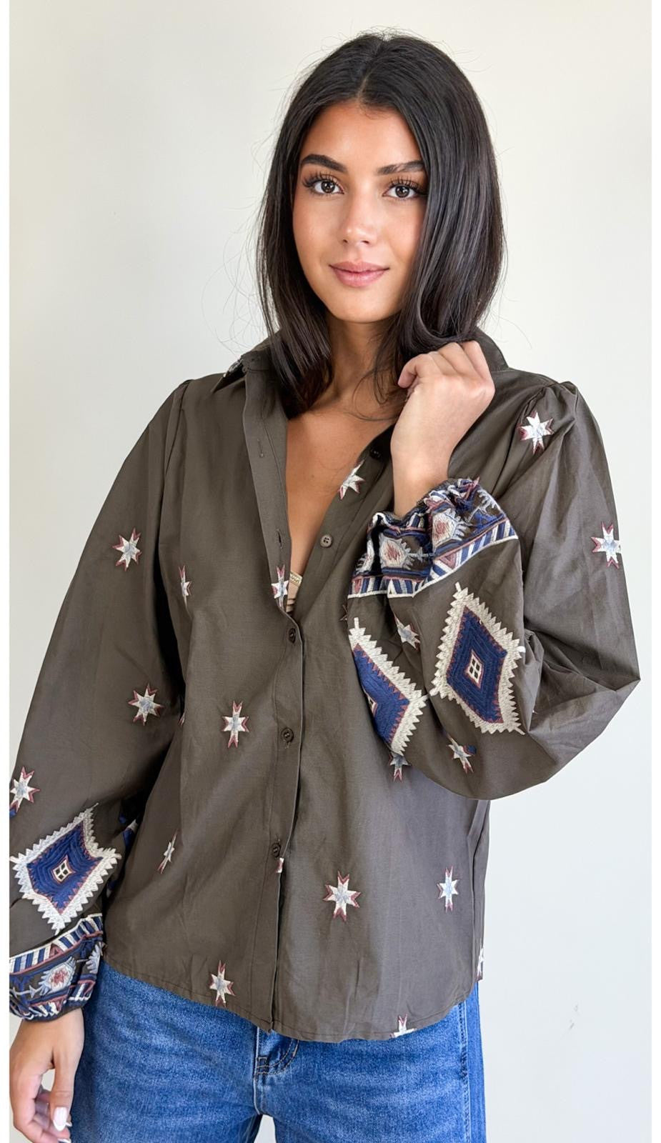 Chemise Folk Choco