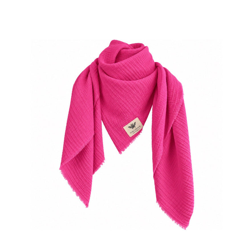 Echarpe Plaid Gaze de Coton Fuschia