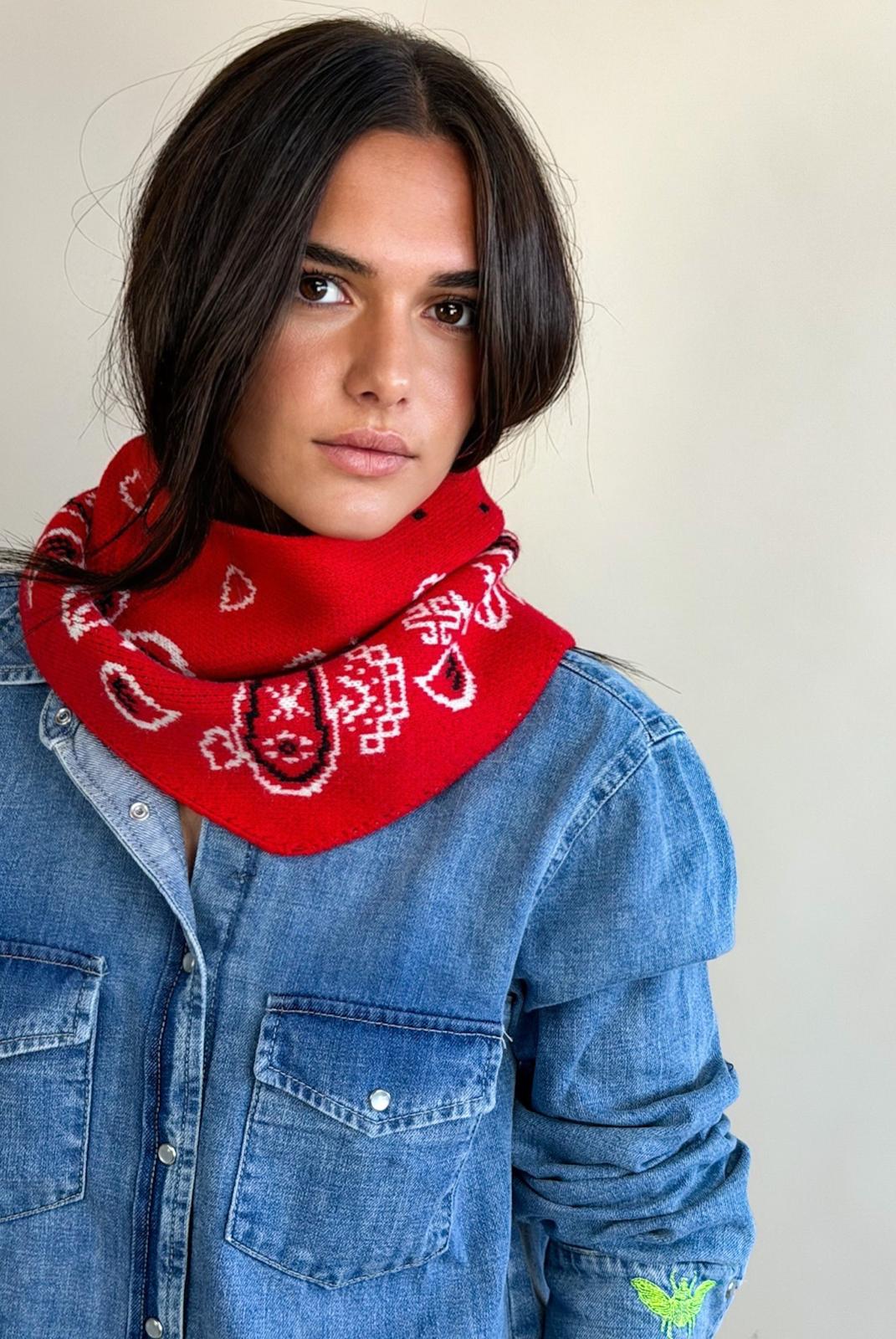 Triangle Bandana Laine Cachemire Rouge
