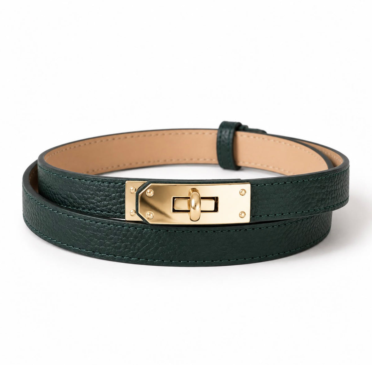 Ceinture Cuir Nicoletta Vert Bouteille