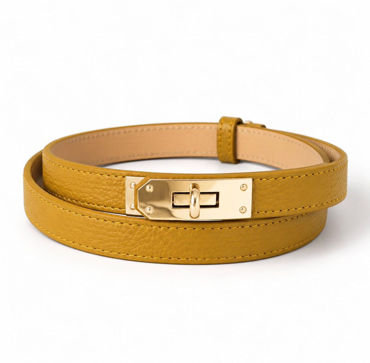 Ceinture Cuir Nicoletta Moutarde