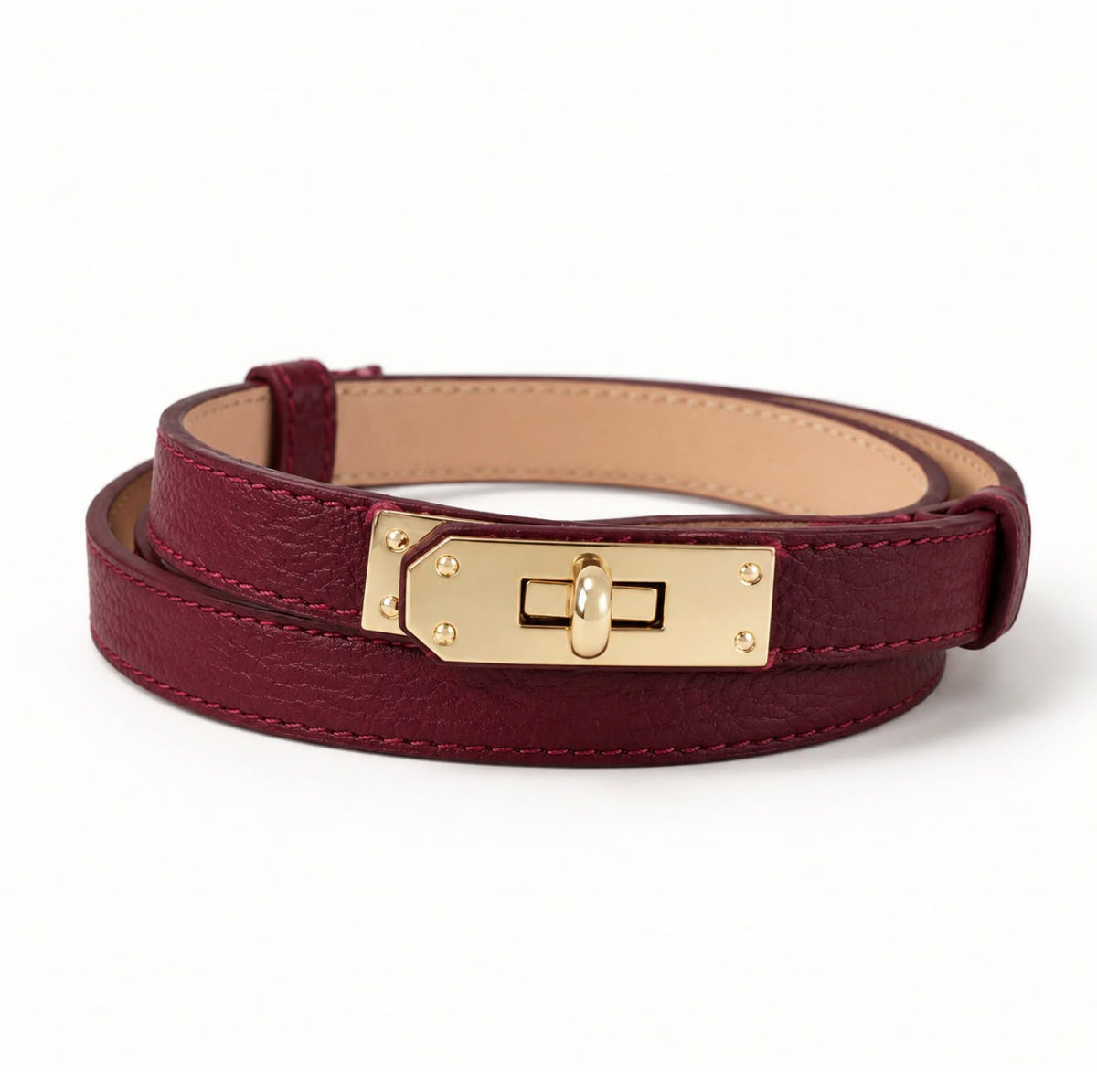 Ceinture Cuir Nicoletta Bordeaux