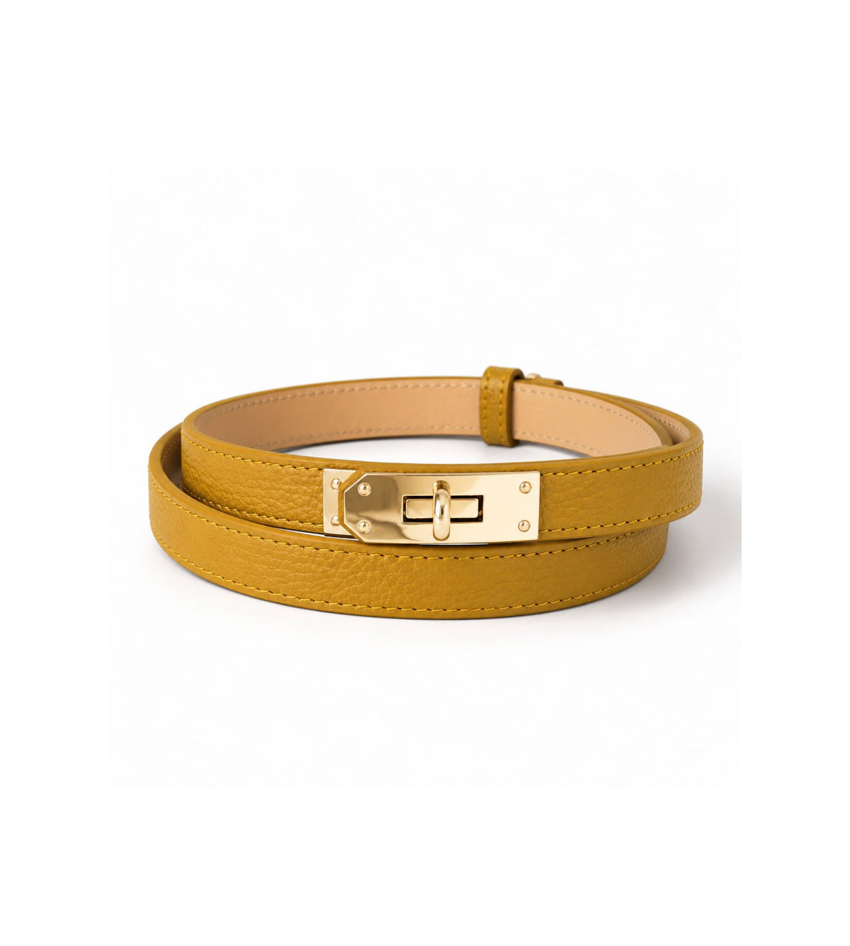 Ceinture Cuir Nicoletta Moutarde